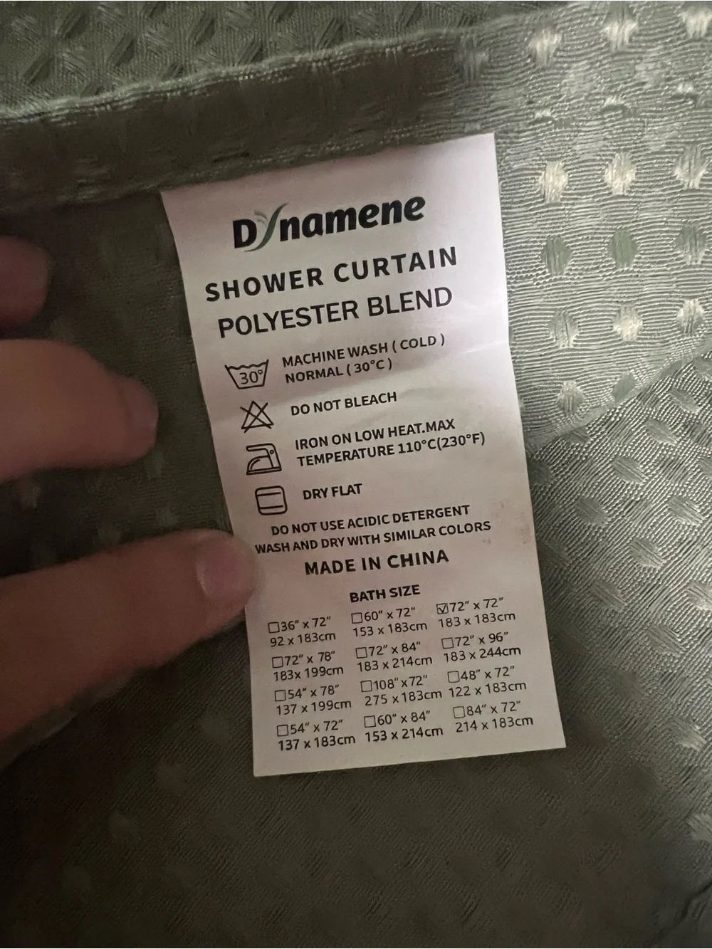 Soft Sage Green Dotted Shower Curtain